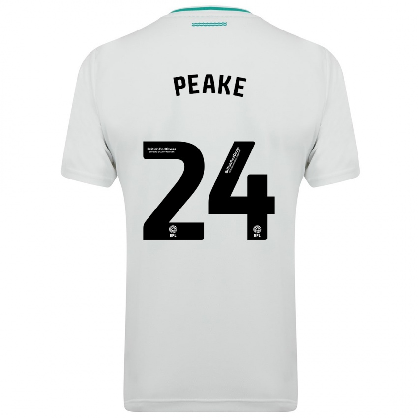 Kvinder Paige Peake #24 Hvid Udebane Spillertrøjer 2023/24 Trøje T-Shirt