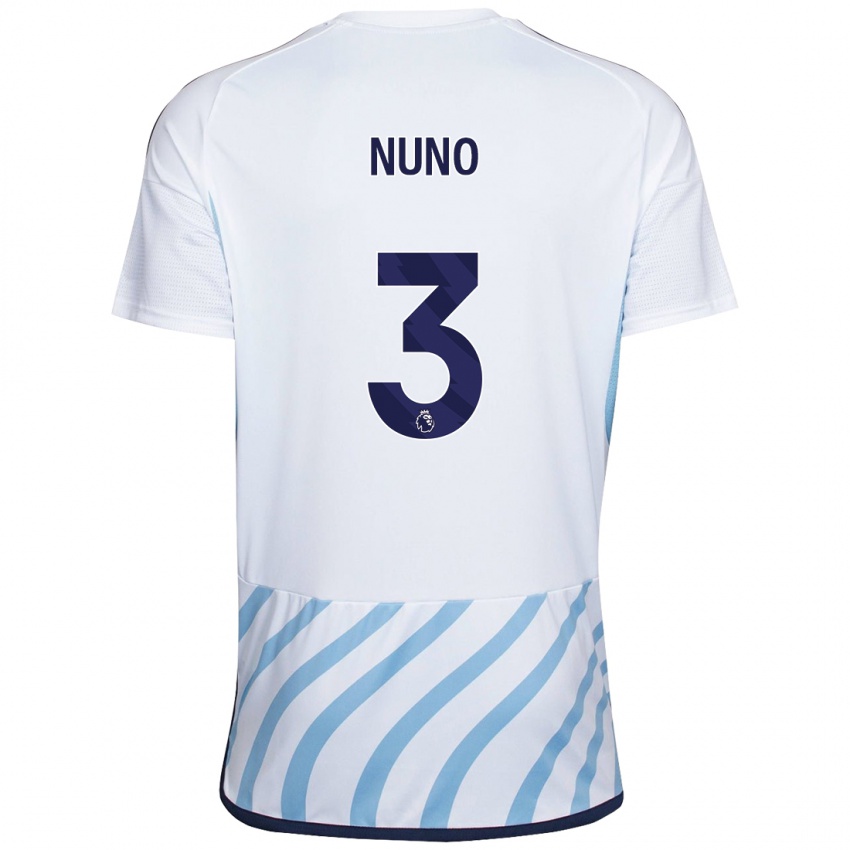 Kvinder Nuno Tavares #3 Hvid Blå Udebane Spillertrøjer 2023/24 Trøje T-Shirt