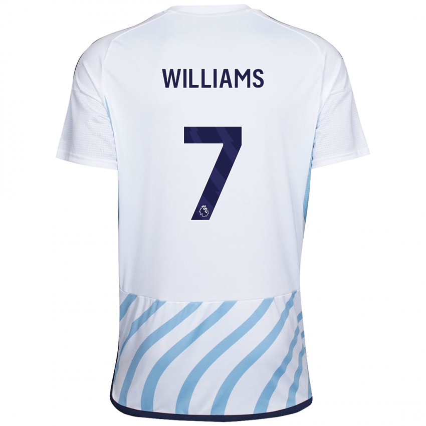 Kvinder Neco Williams #7 Hvid Blå Udebane Spillertrøjer 2023/24 Trøje T-Shirt
