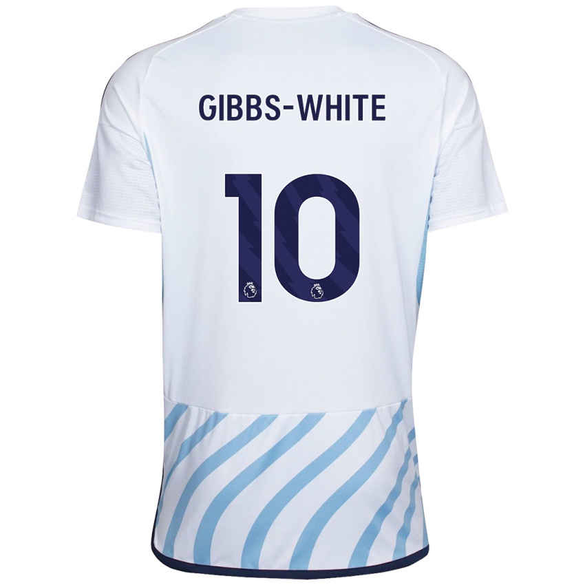 Kvinder Morgan Gibbs-White #10 Hvid Blå Udebane Spillertrøjer 2023/24 Trøje T-Shirt