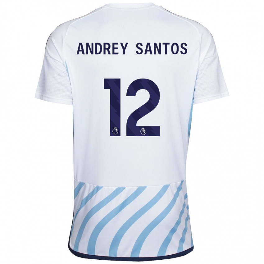 Kvinder Andrey Santos #12 Hvid Blå Udebane Spillertrøjer 2023/24 Trøje T-Shirt