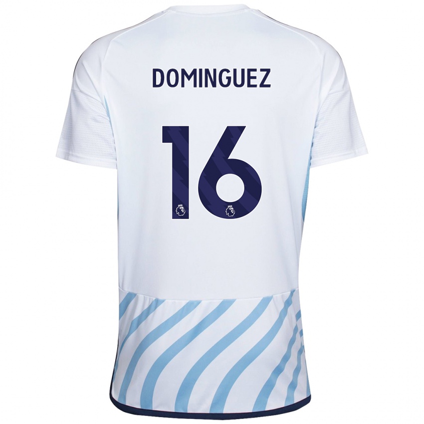 Kvinder Nicolas Dominguez #16 Hvid Blå Udebane Spillertrøjer 2023/24 Trøje T-Shirt