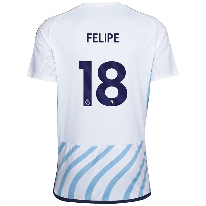 Kvinder Felipe #18 Hvid Blå Udebane Spillertrøjer 2023/24 Trøje T-Shirt
