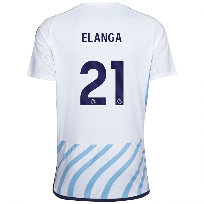 Kvinder Anthony Elanga #21 Hvid Blå Udebane Spillertrøjer 2023/24 Trøje T-Shirt