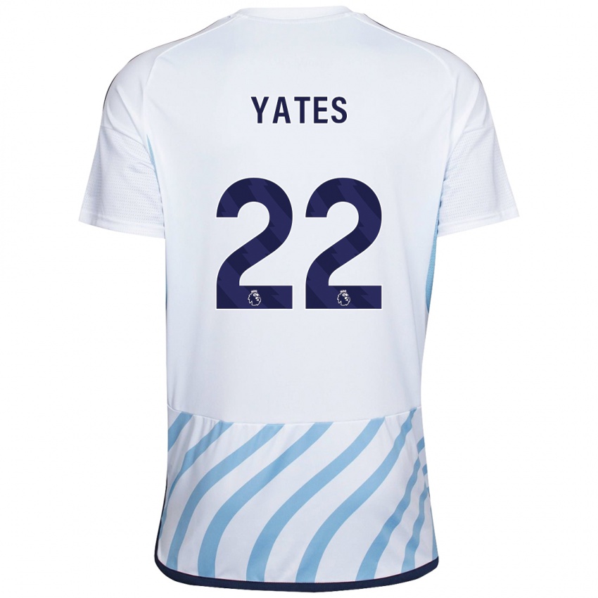 Kvinder Ryan Yates #22 Hvid Blå Udebane Spillertrøjer 2023/24 Trøje T-Shirt