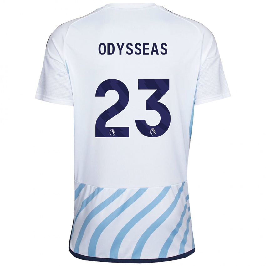 Kvinder Odysseas Vlachodimos #23 Hvid Blå Udebane Spillertrøjer 2023/24 Trøje T-Shirt