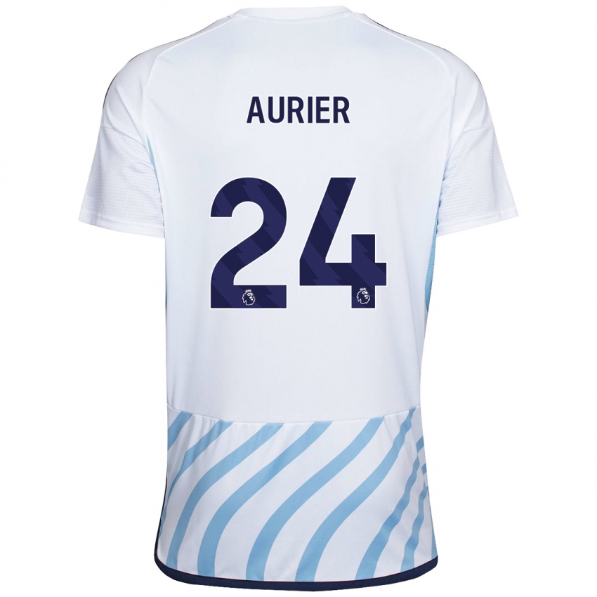 Kvinder Serge Aurier #24 Hvid Blå Udebane Spillertrøjer 2023/24 Trøje T-Shirt
