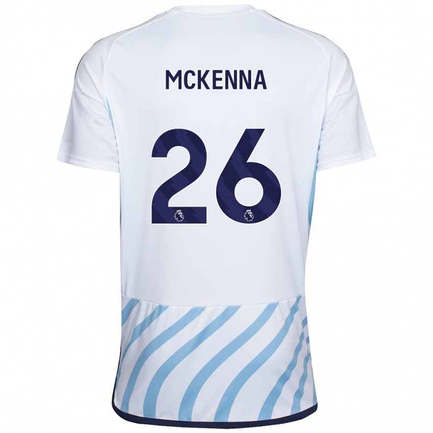Kvinder Scott Mckenna #26 Hvid Blå Udebane Spillertrøjer 2023/24 Trøje T-Shirt