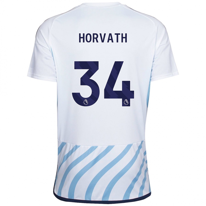Kvinder Ethan Horvath #34 Hvid Blå Udebane Spillertrøjer 2023/24 Trøje T-Shirt