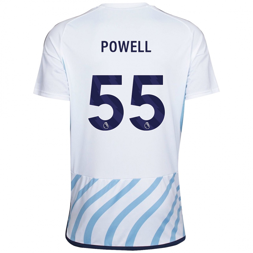 Kvinder Josh Powell #55 Hvid Blå Udebane Spillertrøjer 2023/24 Trøje T-Shirt