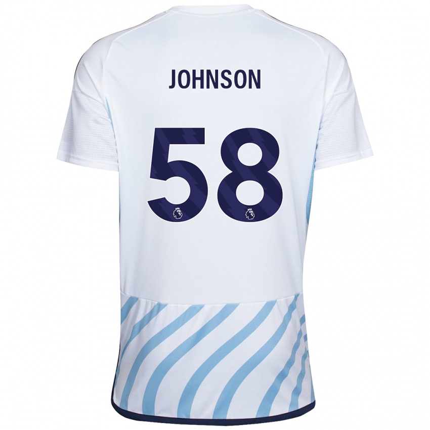 Kvinder Pharrell Johnson #58 Hvid Blå Udebane Spillertrøjer 2023/24 Trøje T-Shirt