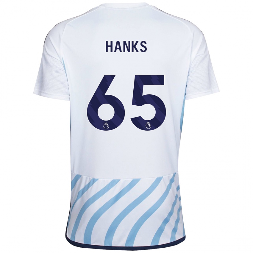 Kvinder Justin Hanks #65 Hvid Blå Udebane Spillertrøjer 2023/24 Trøje T-Shirt