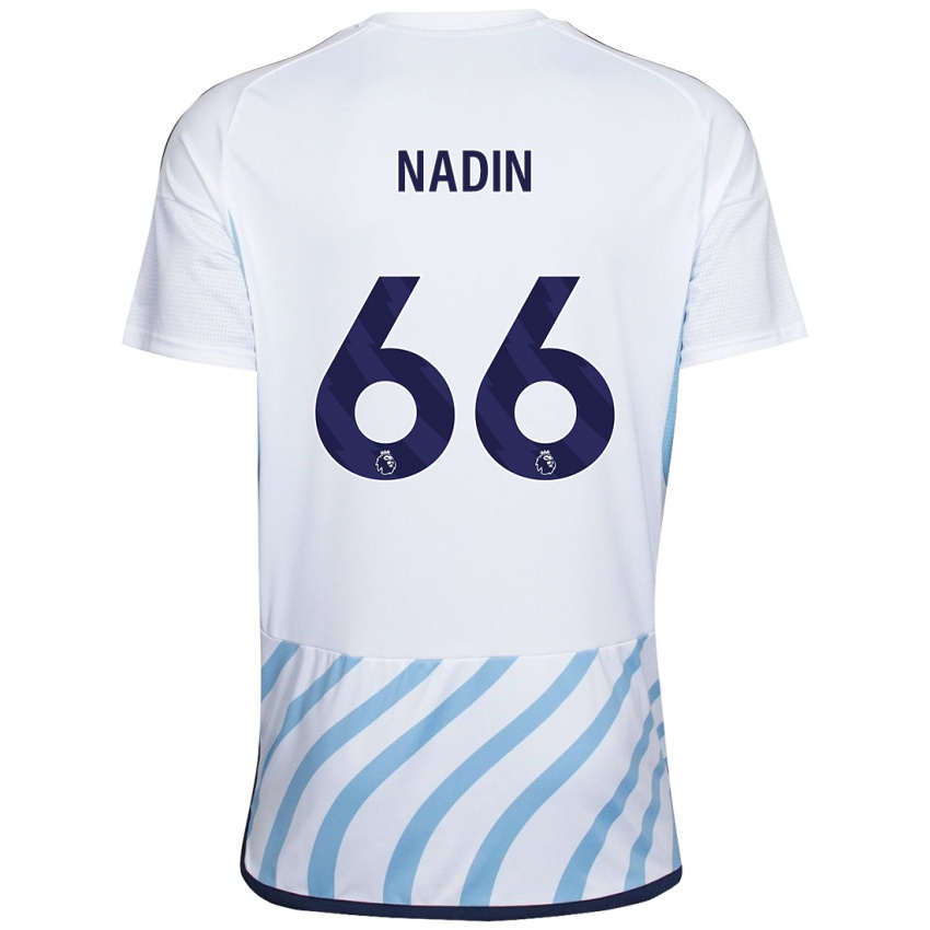 Kvinder Jack Nadin #66 Hvid Blå Udebane Spillertrøjer 2023/24 Trøje T-Shirt