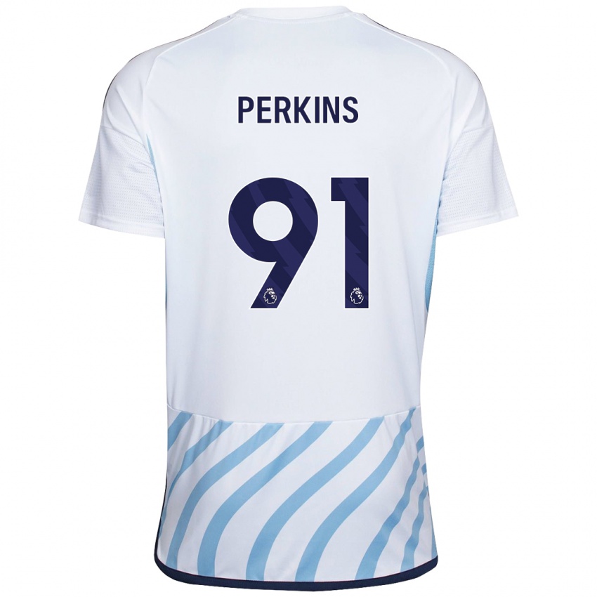 Kvinder Jack Perkins #91 Hvid Blå Udebane Spillertrøjer 2023/24 Trøje T-Shirt