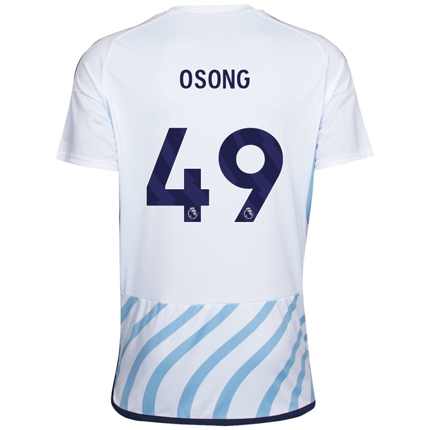 Kvinder Detlef Esapa Osong #49 Hvid Blå Udebane Spillertrøjer 2023/24 Trøje T-Shirt