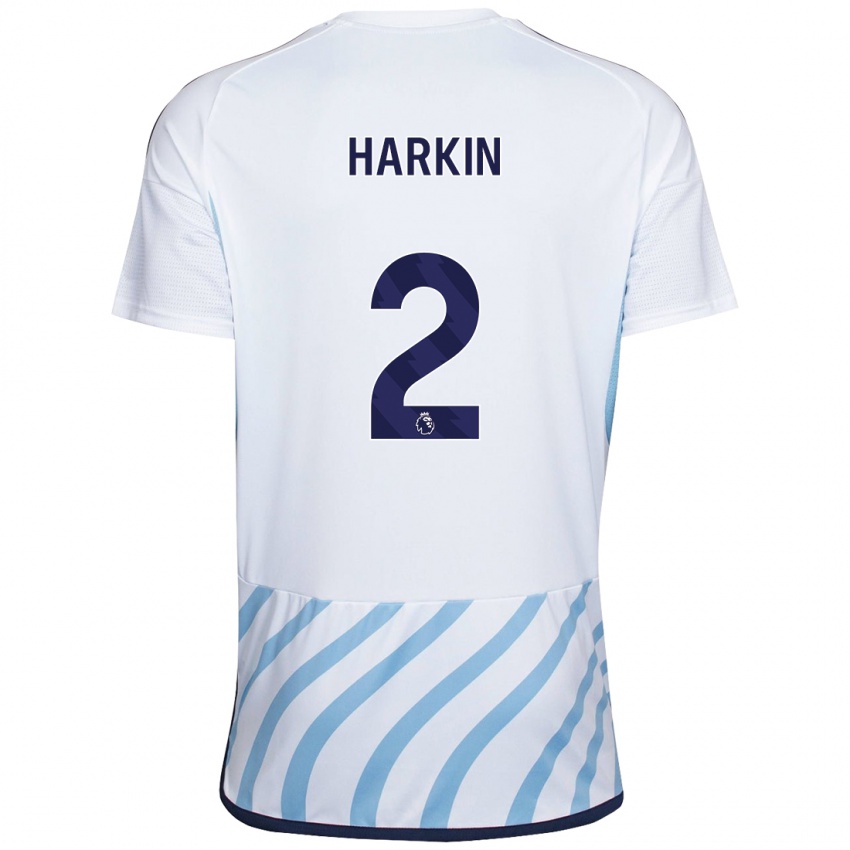 Kvinder Lyndsey Harkin #2 Hvid Blå Udebane Spillertrøjer 2023/24 Trøje T-Shirt