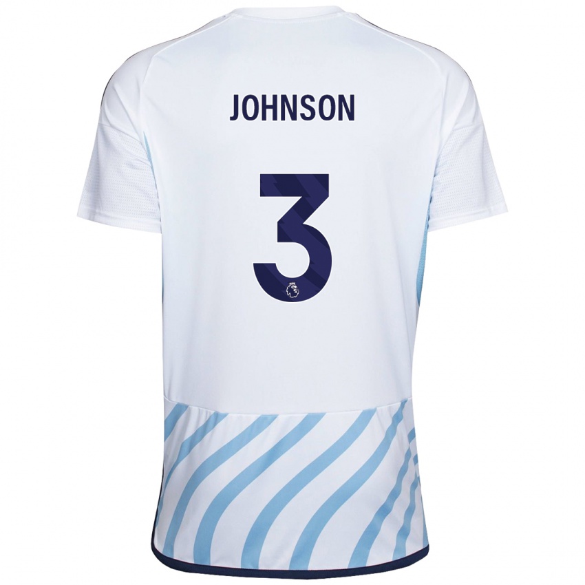Kvinder Nat Johnson #3 Hvid Blå Udebane Spillertrøjer 2023/24 Trøje T-Shirt