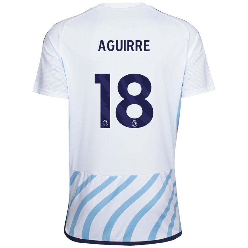 Kvinder Aja Aguirre #18 Hvid Blå Udebane Spillertrøjer 2023/24 Trøje T-Shirt