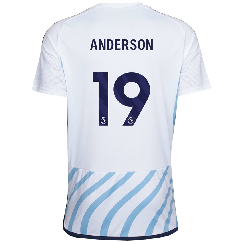 Kvinder Becky Anderson #19 Hvid Blå Udebane Spillertrøjer 2023/24 Trøje T-Shirt