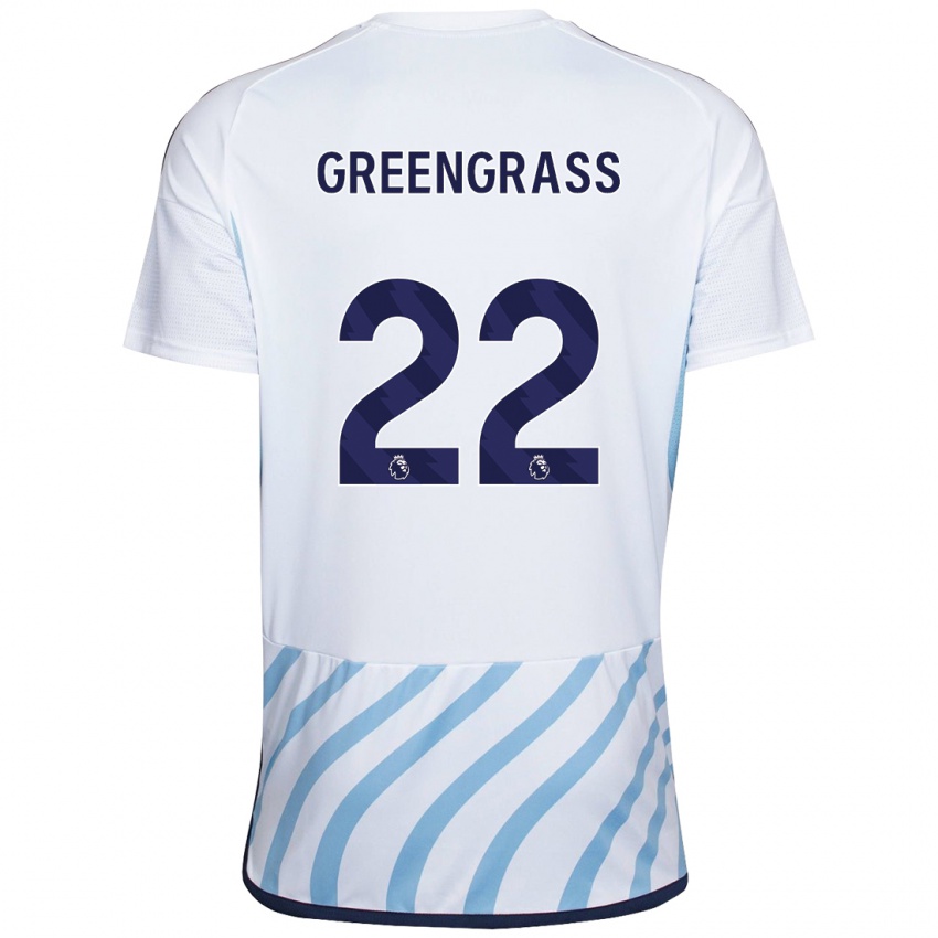 Kvinder Charlotte Greengrass #22 Hvid Blå Udebane Spillertrøjer 2023/24 Trøje T-Shirt