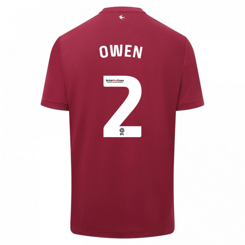 Kvinder Lisa Owen #2 Rød Udebane Spillertrøjer 2023/24 Trøje T-Shirt