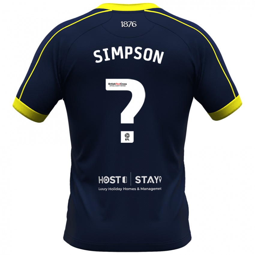 Kvinder Cameron Simpson #0 Flåde Udebane Spillertrøjer 2023/24 Trøje T-Shirt