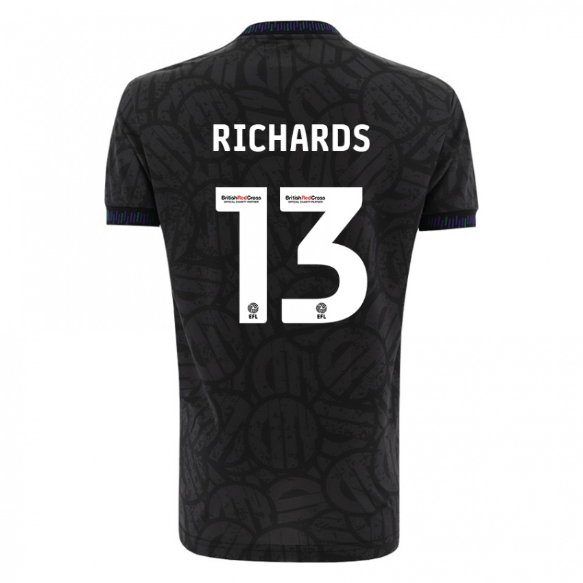 Kvinder Harvey Wiles-Richards #13 Sort Udebane Spillertrøjer 2023/24 Trøje T-Shirt