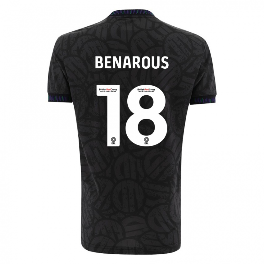 Kvinder Ayman Benarous #18 Sort Udebane Spillertrøjer 2023/24 Trøje T-Shirt