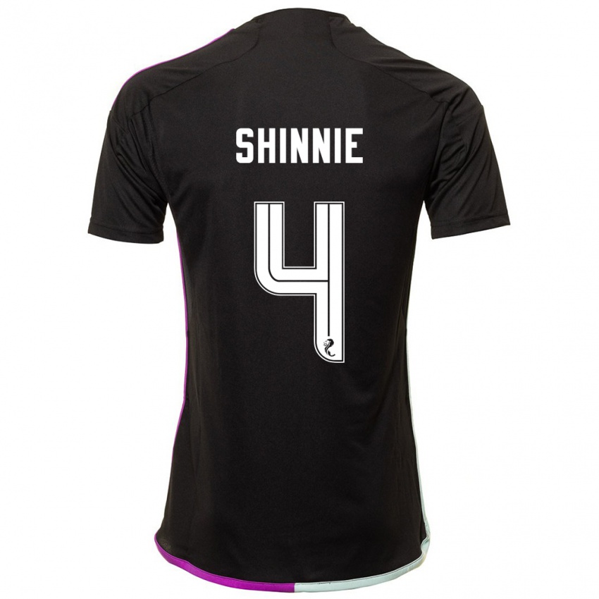 Kvinder Graeme Shinnie #4 Sort Udebane Spillertrøjer 2023/24 Trøje T-Shirt