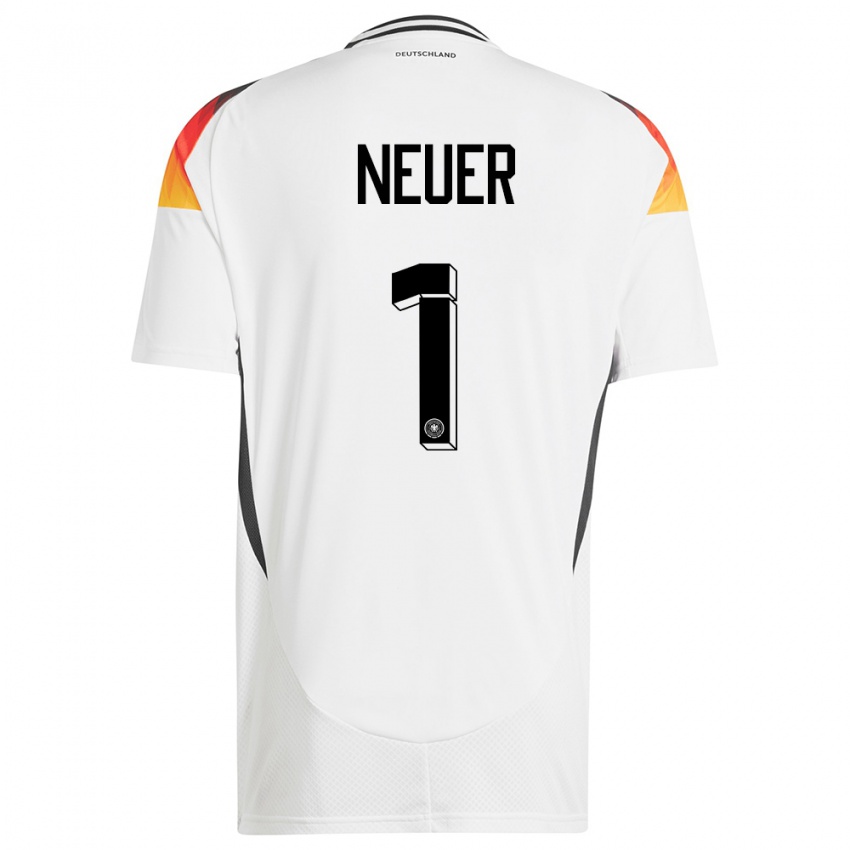 Børn Tyskland Manuel Neuer #1 Hvid Hjemmebane Spillertrøjer 24-26 Trøje T-Shirt