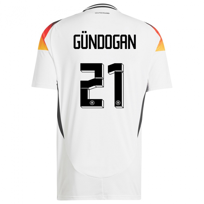 Børn Tyskland Ilkay Gundogan #21 Hvid Hjemmebane Spillertrøjer 24-26 Trøje T-Shirt