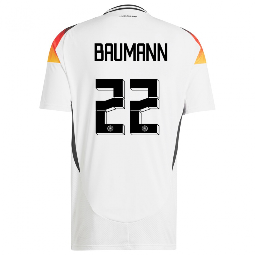 Børn Tyskland Oliver Baumann #22 Hvid Hjemmebane Spillertrøjer 24-26 Trøje T-Shirt