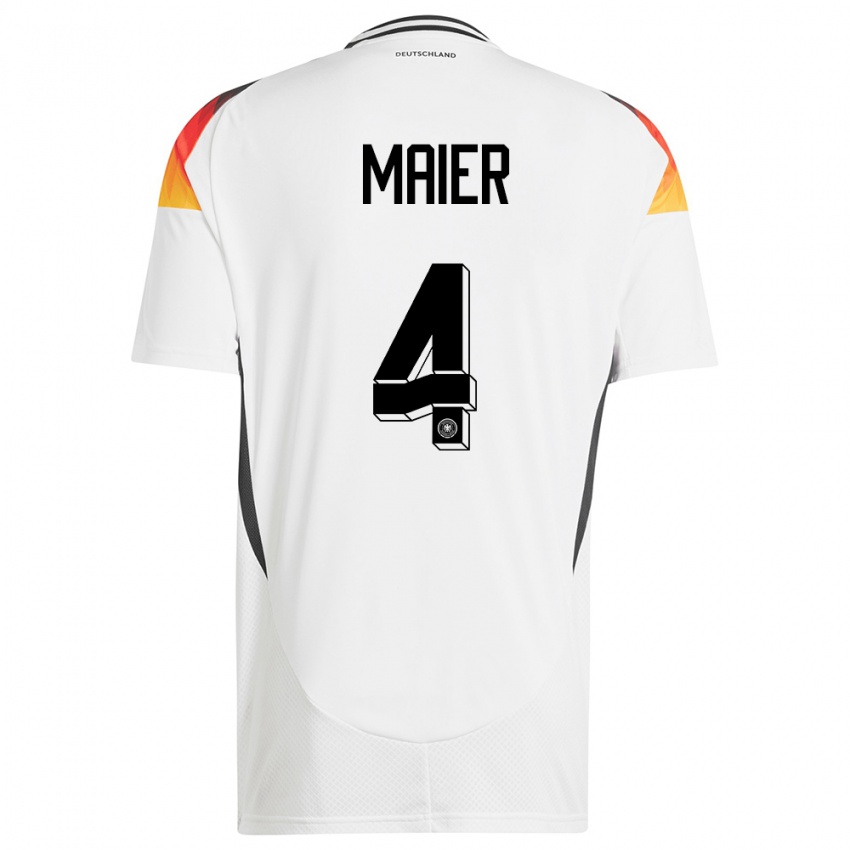 Børn Tyskland Leonie Maier #4 Hvid Hjemmebane Spillertrøjer 24-26 Trøje T-Shirt