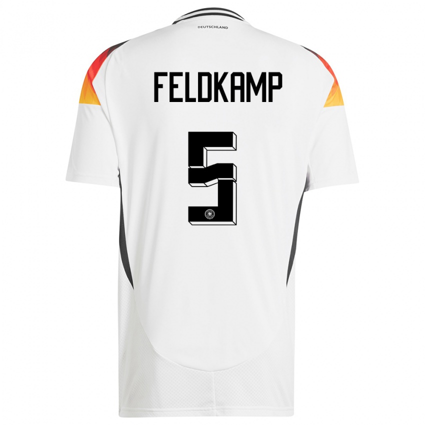 Børn Tyskland Jana Feldkamp #5 Hvid Hjemmebane Spillertrøjer 24-26 Trøje T-Shirt