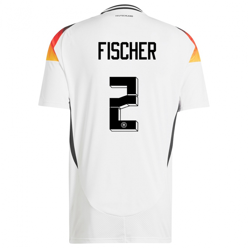 Børn Tyskland Kilian Fischer #2 Hvid Hjemmebane Spillertrøjer 24-26 Trøje T-Shirt