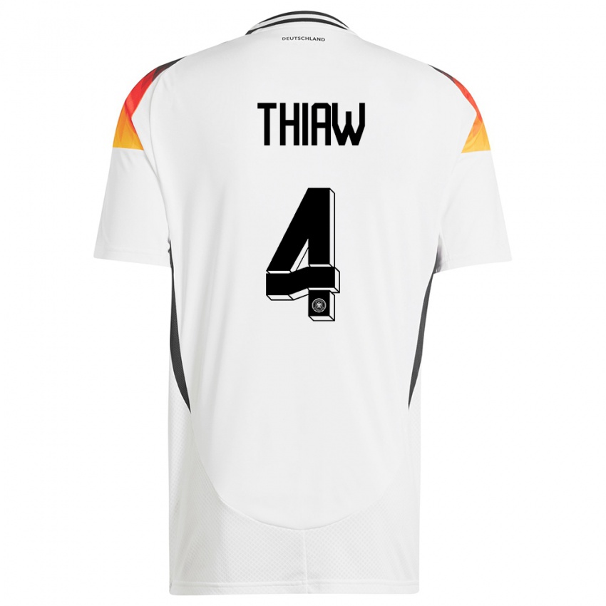 Børn Tyskland Malick Thiaw #4 Hvid Hjemmebane Spillertrøjer 24-26 Trøje T-Shirt