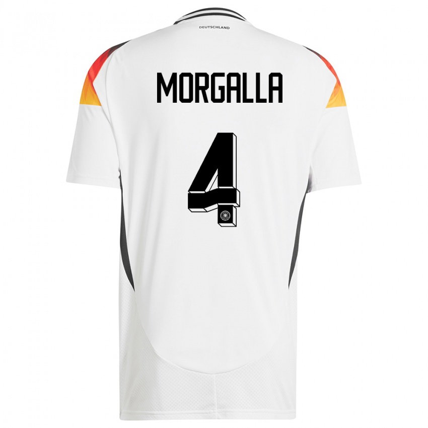 Børn Tyskland Leandro Morgalla #4 Hvid Hjemmebane Spillertrøjer 24-26 Trøje T-Shirt