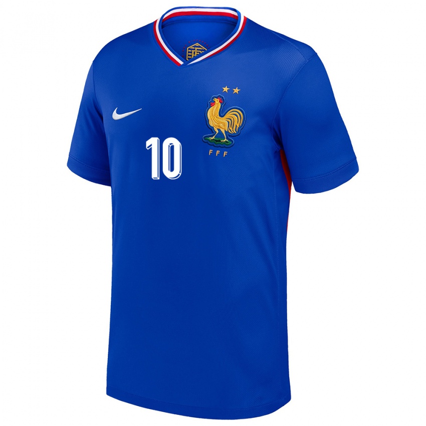 Børn Frankrig Laurina Fazer #10 Blå Hjemmebane Spillertrøjer 24-26 Trøje T-Shirt