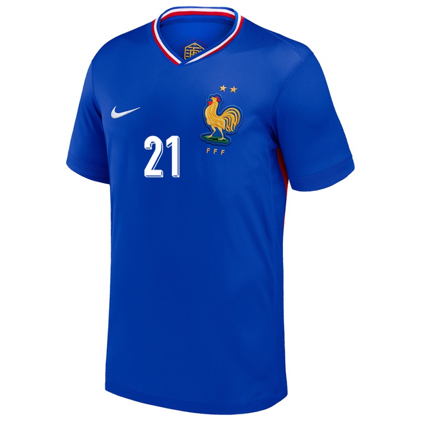 Børn Frankrig Pauline Peyraud Magnin #21 Blå Hjemmebane Spillertrøjer 24-26 Trøje T-Shirt