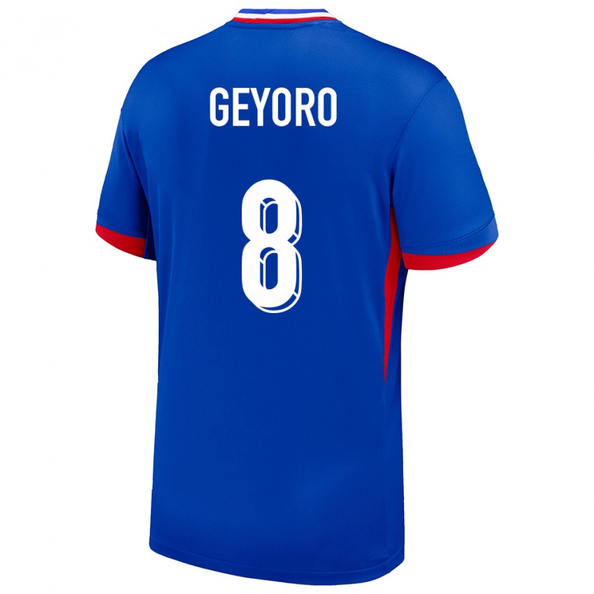 Børn Frankrig Grace Geyoro #8 Blå Hjemmebane Spillertrøjer 24-26 Trøje T-Shirt