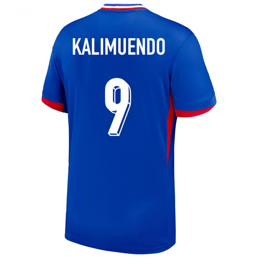 Børn Frankrig Arnaud Kalimuendo #9 Blå Hjemmebane Spillertrøjer 24-26 Trøje T-Shirt