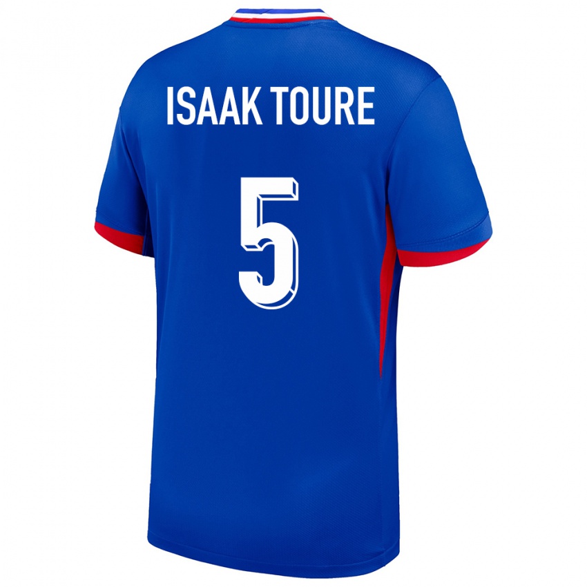 Børn Frankrig Souleymane Isaak Toure #5 Blå Hjemmebane Spillertrøjer 24-26 Trøje T-Shirt