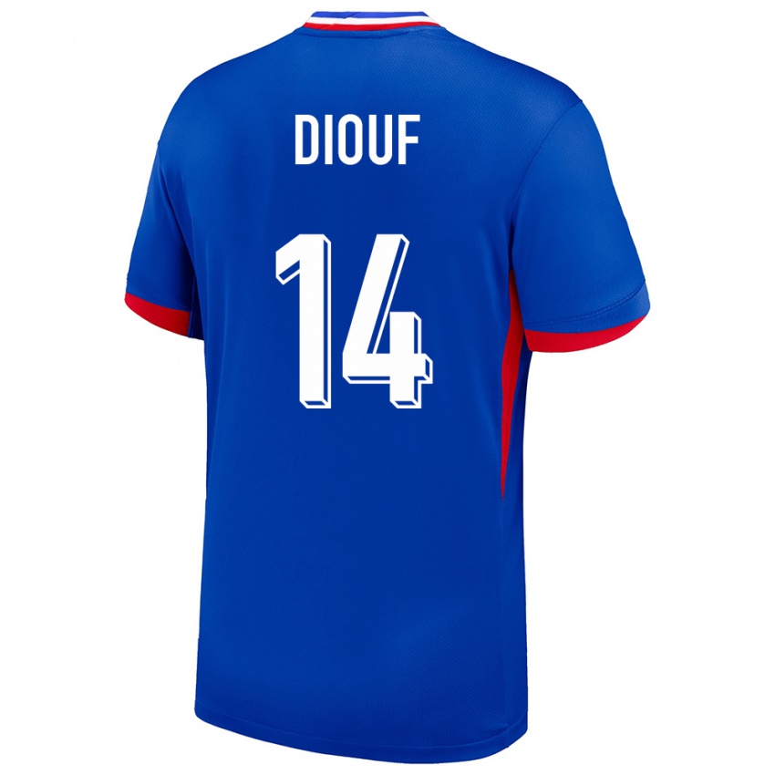 Børn Frankrig Andy Diouf #14 Blå Hjemmebane Spillertrøjer 24-26 Trøje T-Shirt
