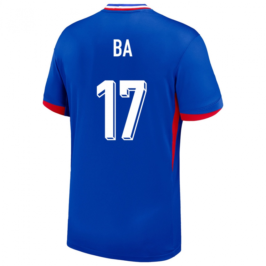 Børn Frankrig Abdoullah Ba #17 Blå Hjemmebane Spillertrøjer 24-26 Trøje T-Shirt