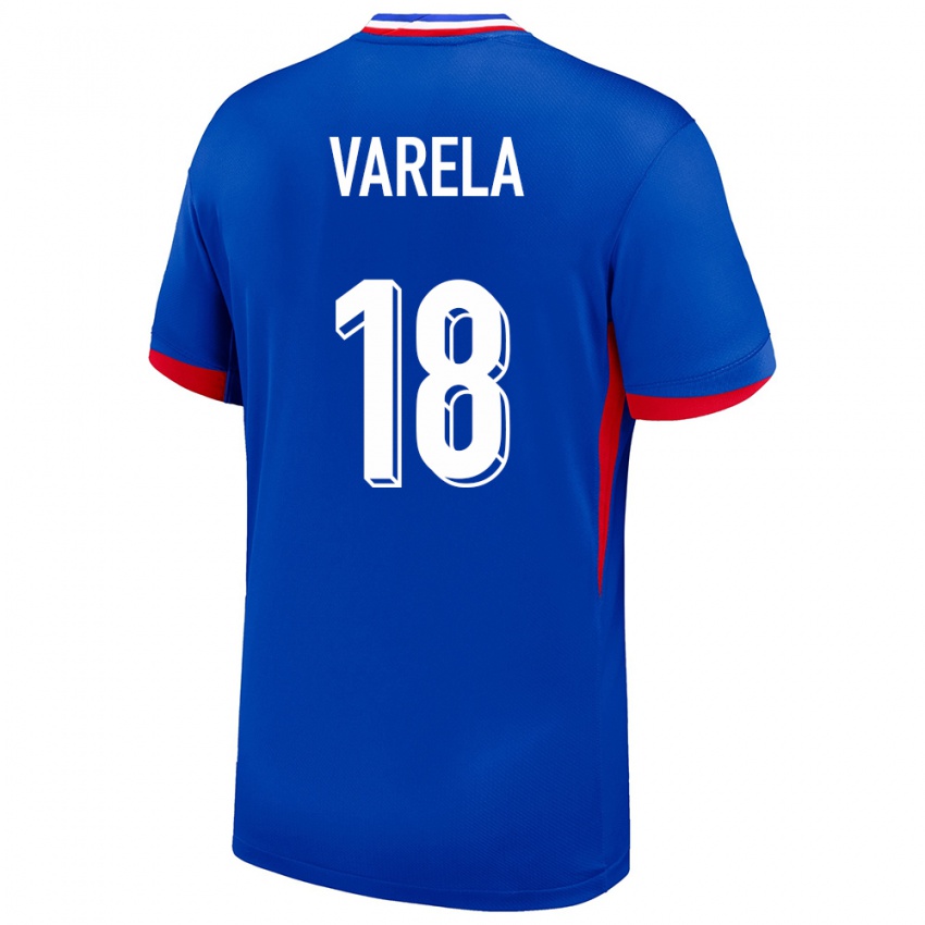 Børn Frankrig Jordan Varela #18 Blå Hjemmebane Spillertrøjer 24-26 Trøje T-Shirt