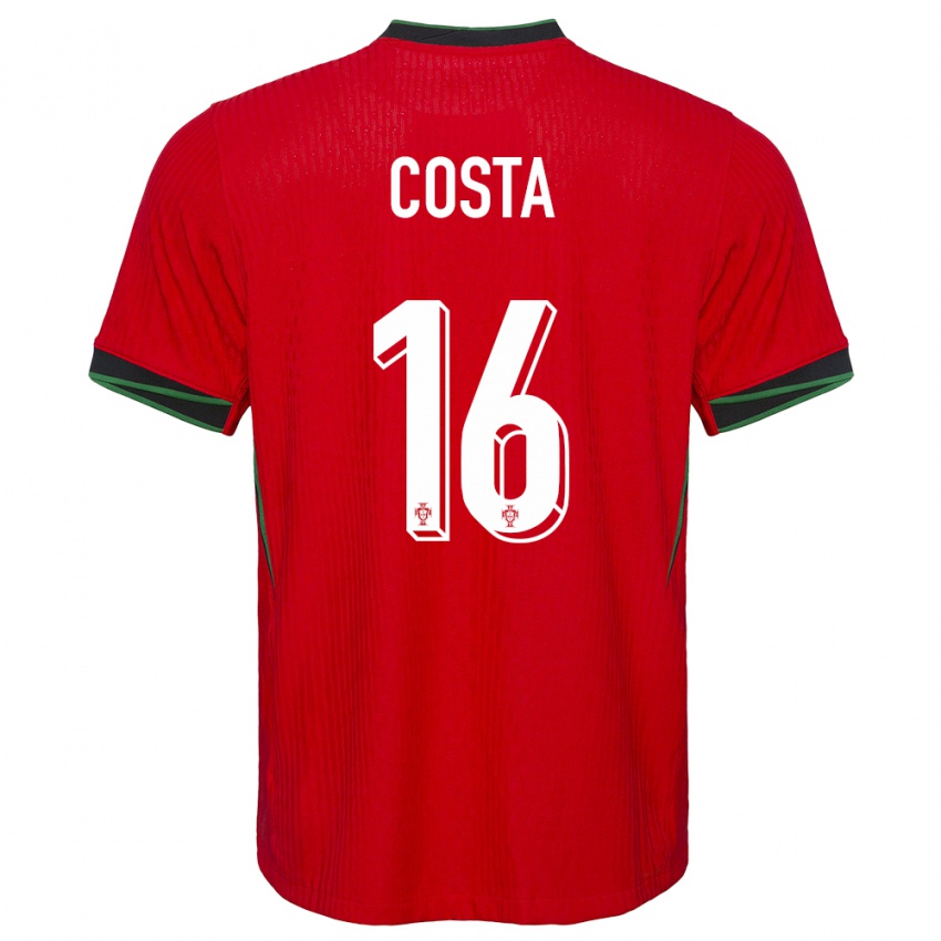 Børn Portugal David Costa #16 Rød Hjemmebane Spillertrøjer 24-26 Trøje T-Shirt