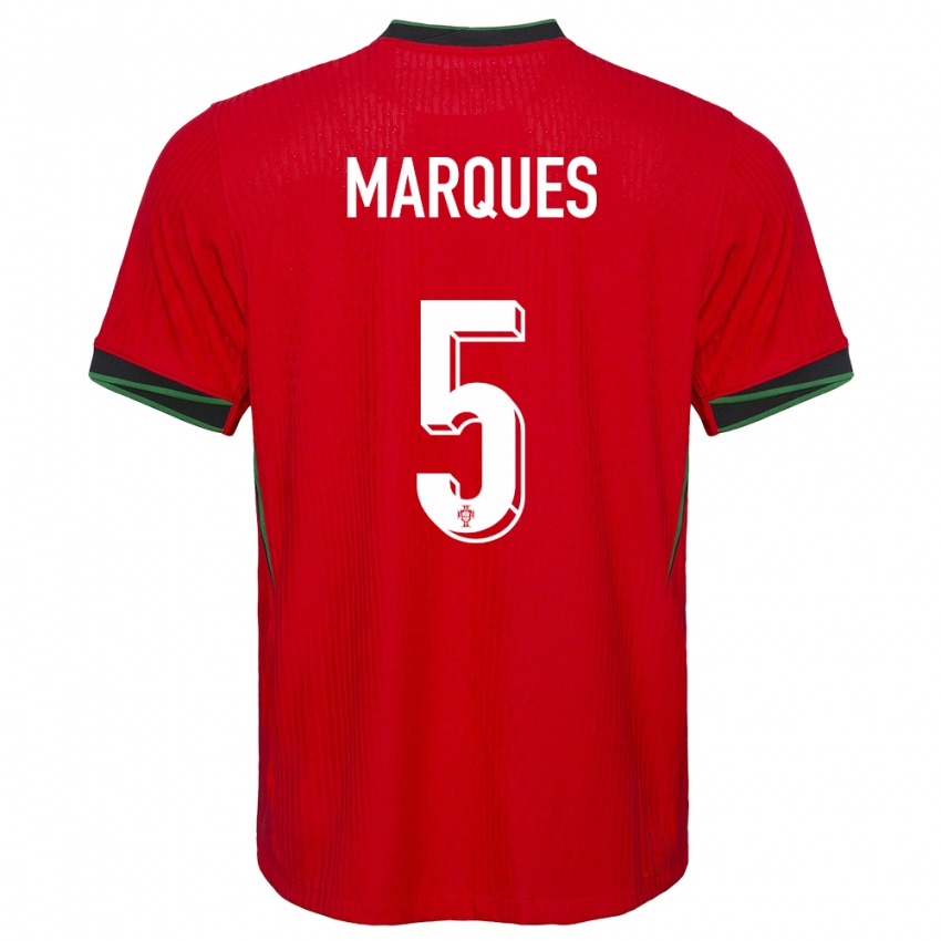 Børn Portugal Martim Marques #5 Rød Hjemmebane Spillertrøjer 24-26 Trøje T-Shirt