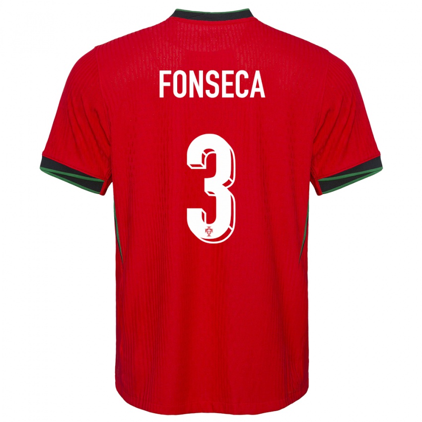 Børn Portugal Joao Fonseca #3 Rød Hjemmebane Spillertrøjer 24-26 Trøje T-Shirt
