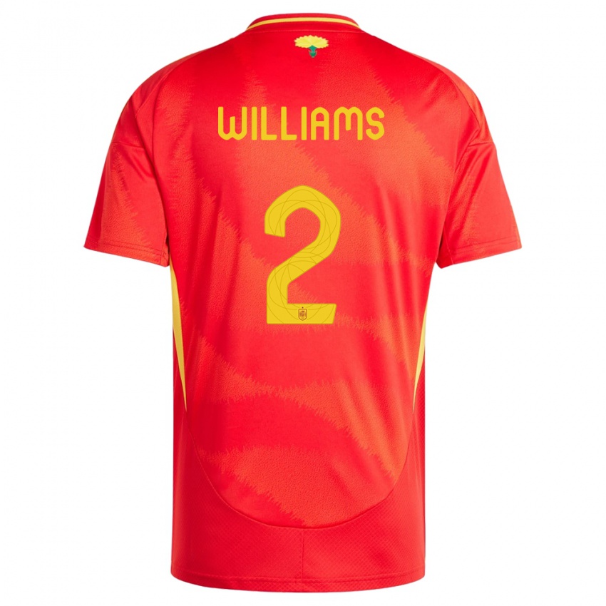 Børn Spanien Nico Williams #2 Rød Hjemmebane Spillertrøjer 24-26 Trøje T-Shirt