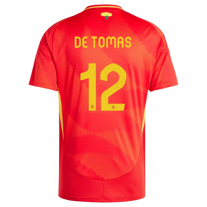 Børn Spanien Raul De Tomas #12 Rød Hjemmebane Spillertrøjer 24-26 Trøje T-Shirt